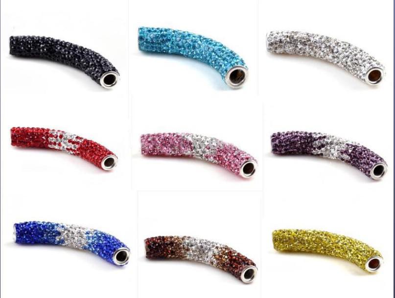 Long tube bending loose beads Crystal Micro Pave Disco Beads Fit Bracelets Necklace 80pcs mixed col