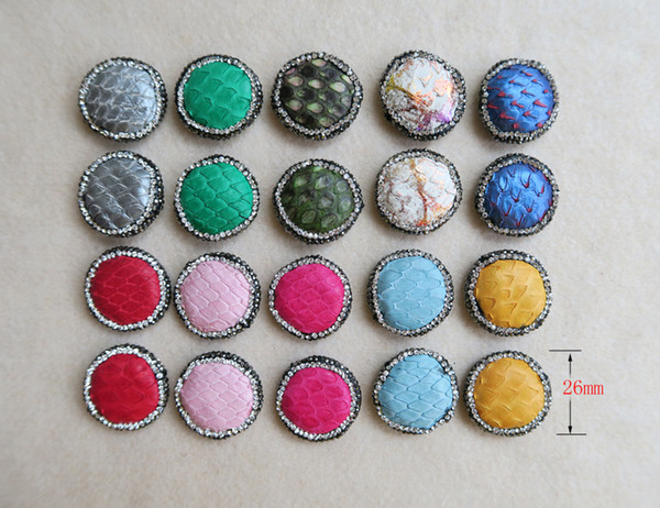 10Pcs Natural Snakeskin round Stone Beads Pave Rhinestone Connector Spacer Bead For DIY Making Bracelet necklace Jewelry BD44