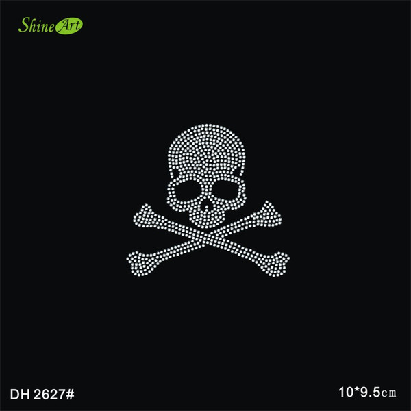 Free shipping Stylish skull hotfix rhinestones heat transfer design iron on motifs patches, DIY motif rhinestones,ordinary rhinestoneDH2627#