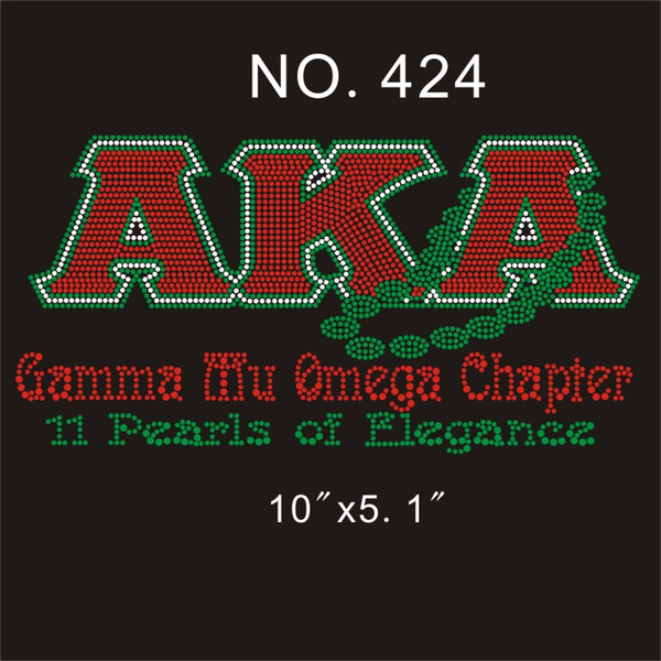 NO.424# AKA GAMMA MU QMEGA CHAPTER 11PEARLS OF ELEGANCE hot fix rhinestone transfer 30piece each set