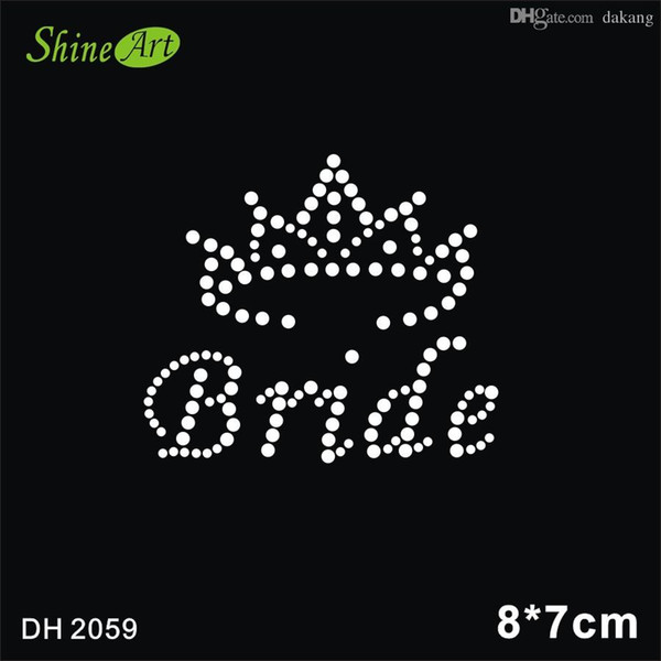 Free shipping China supplier brides crown Rhinestone Hotfix Heat Transfer Motif Design iron on dresses DIY DH2059#