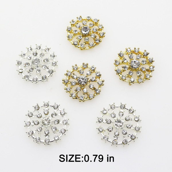 20pcs/lot 0.79 in Rhinestone Snap Button Jewerly Metal Pearl Button Diamond Flatback for Wedding Hair Ribbon Craft Decoration