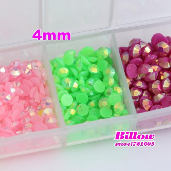 Wholesale-4mm AB Mix Color Flatback Resin Rhinestone For DIY Decoration,Nail Rhinestones Deco Glitters Gems stones and Rhinestones B1799