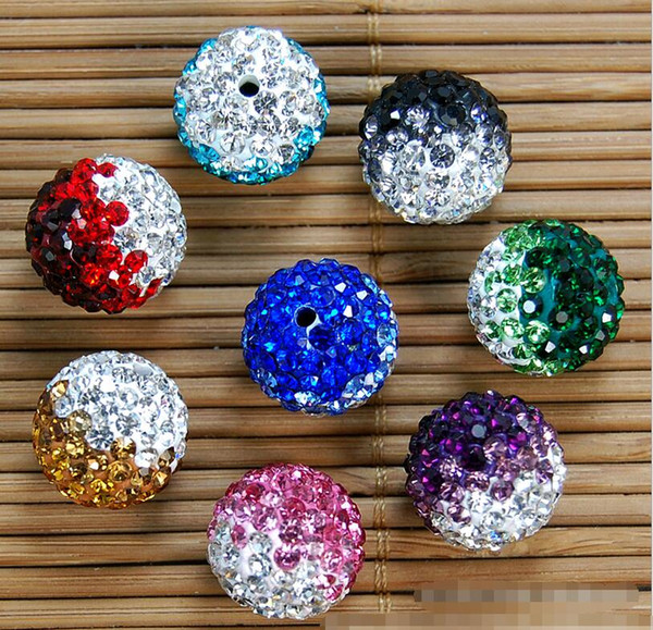 10MM Double Colors Beads for Jewelry Making Earrings Gradient Crystal Rhinestones Shamballa Disco Beads for Necklace Jewellery Making