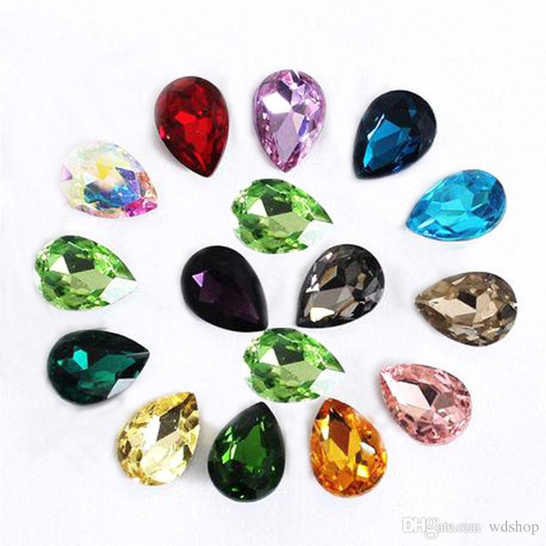 Wholesale 20*30mm Crystal Drop Rhinestone Buttons Glass Gems Crystal Stones Sew On Crafts Decorations DIY Rhinestone Beads