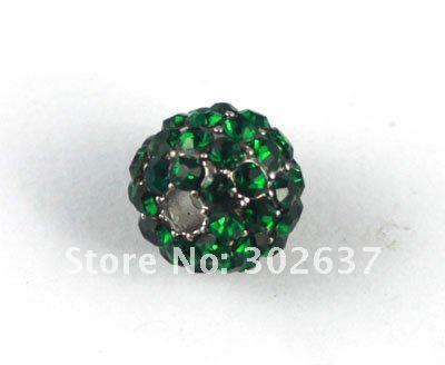 10PCS Dark Green Hip-Hop Rhinestone Beads 12x10mm #20626