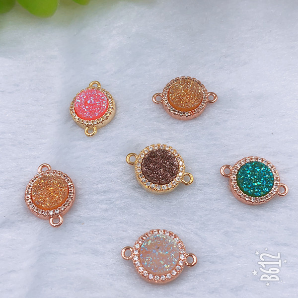 10 PCS for mixed color rhinestone four color mixed free natural crystal bud zircon connector beading