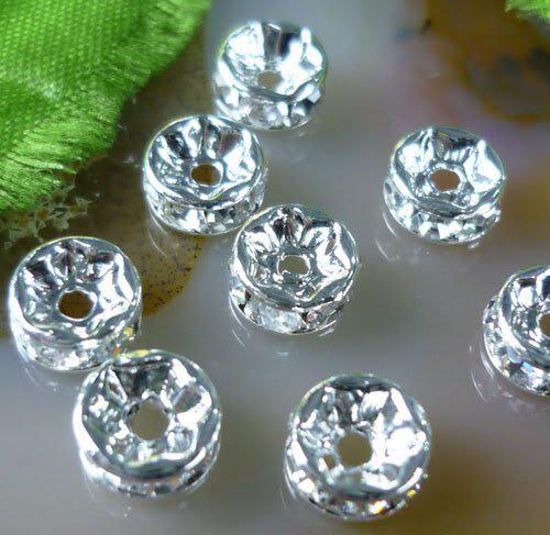 Free shipping 100pcs/lot 4mm/5mm Rhinestone Crystal Rondelle Silver spacer bead,jewelry beads