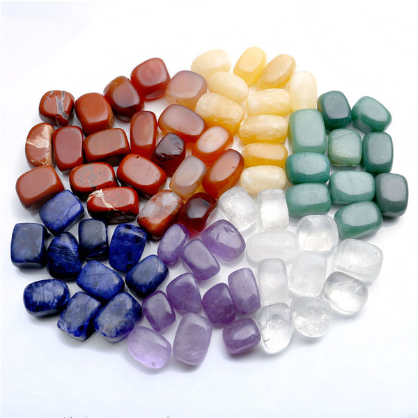 Set Of 7 Chakras Crystal Healing Tumbled Natural Stones And Minerals Irregular Shape 15mm-25mm Crystals Decoration With Gift Box C19021601