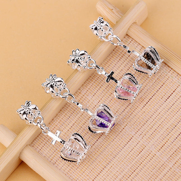 100pcs 4 Colors Pandora Crystal Rhinestone Crown Dangle Bead Fit Charm European Bracelet DIY Pendant Accessories