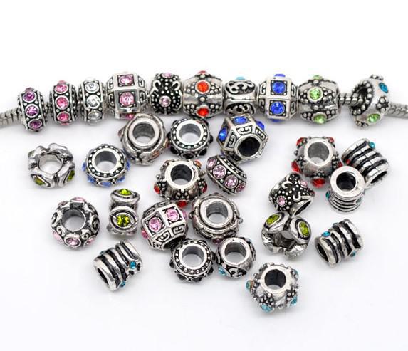 300 Mixed Rhinestone Spacer Beads Fit Charm Bracelet