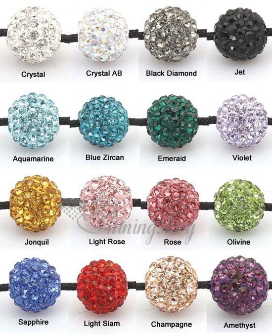 Mix color Rhinestone glitter ball pave beads 10mm for macrame bracelets making supplies Rb001 cheap china fashion jewellery