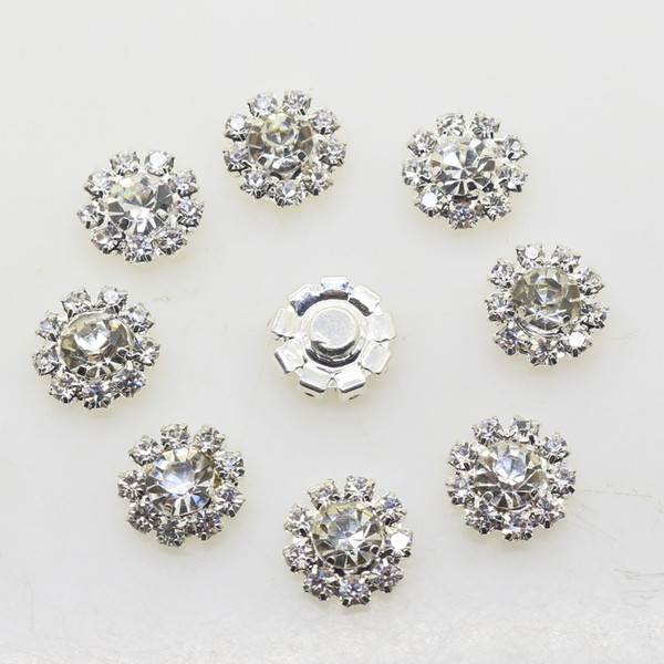 100pcs 12mm Flower Metal Wedding Rhinestone Embellishments Button Flatback Buckle Diy Accessories Wedding Decoration