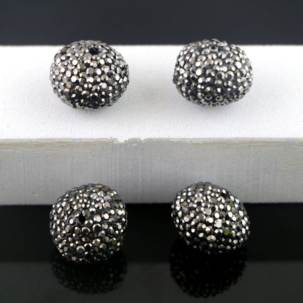 DIY 20pcs paved Black Rhinestone Loose Spacer Beads Jewelry