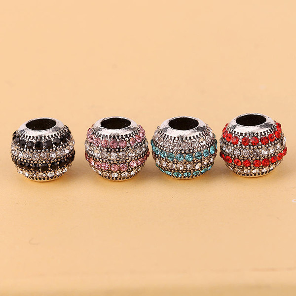 Big Cubic Zircon Paved Pandora Crystal Rhinestones Round Charm European Bead Fit for pandora bracelet DIY 4 colors