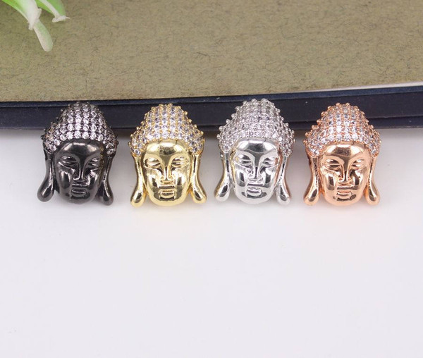 10pcs Metal Copper Cubic Zirconia Buddha connector Beads,Micro Pave CZ Buddha beads For Jewelry Making