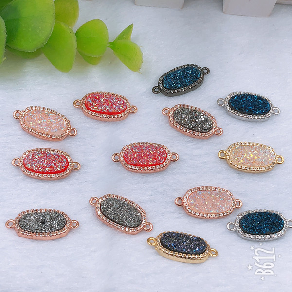 DIY 10 PSC natural crystal bud rhinestone four color mixing stone bracelet beads jewelry necklace connector