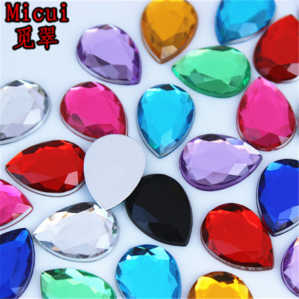 Micui 100PCS 13*18mm Crystal Drop Rhinestone Flatback Acrylic Fancy Shape Strass Stones For Clothing Crafts Decorations ZZ452