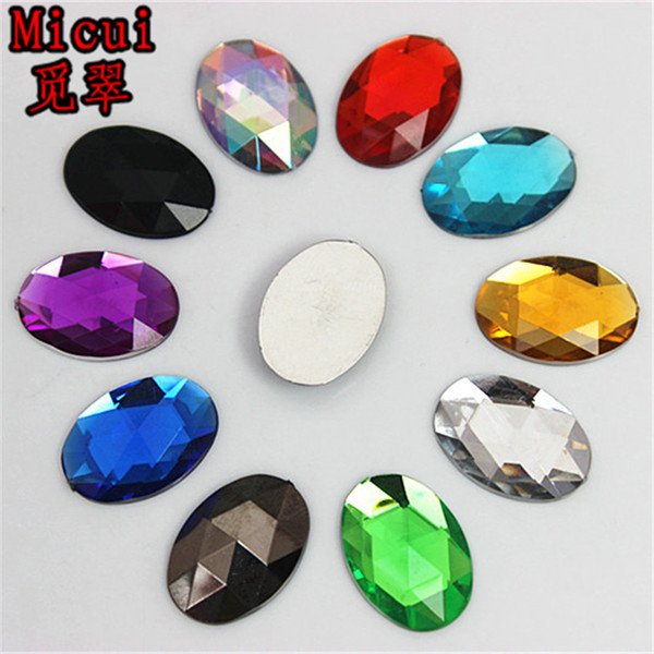 Micui 100PCS 13*18mm Oval Rhinestone Acrylic Flatback Crystal Stones Rhinestones applique For Jewelry Crafts Clothing Decorations DIY ZZ205