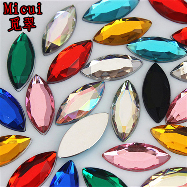 Micui 200PCS 9*20mm Rhinestone Horse Eye Acrylic Flatback Gems Strass Crystal Stones For Dress Crafts Decorations ZZ185