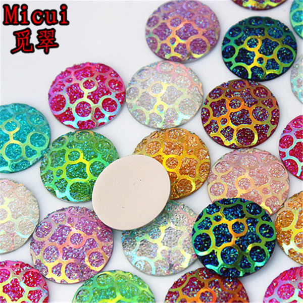 Micui 50pcs 20mm Mix Color Rhinestones Round Resin Rhinestone Crystal Stone beads flatback For DIY Wedding Clothing crafts Decoration ZZ732