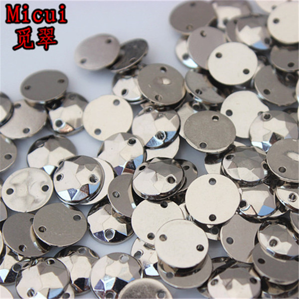 Micui 500PCS 8mm Round Rhinestones Sew On Acrylic Crystals Stone Sewing Flatback Appliques for Crafts Clothes ZZ733G