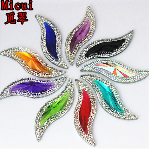 28Pcs 15*50mm S shape Crystal AB Color AB Resin Rhinestones Flatback Stones For Garments Accessories ZZ558