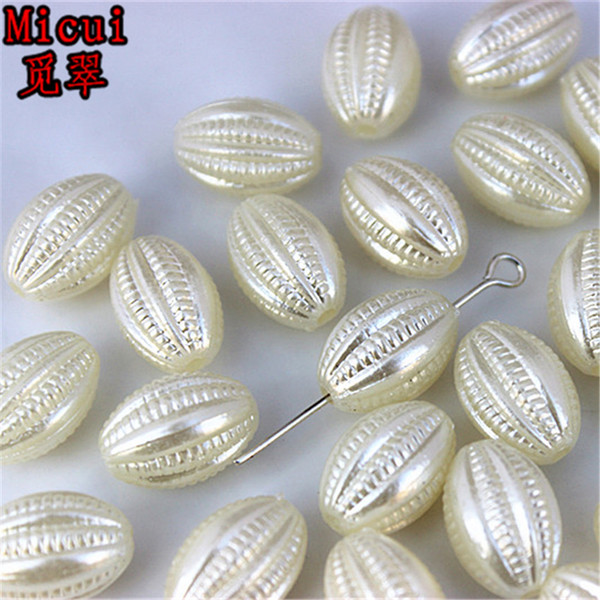 Micui 100PCS 10*14mm Oval Beads ABS Plastic Imitation Pearls Hole Beads clothing Jewelry Accessories DH399