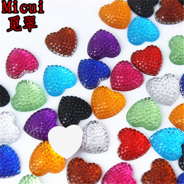 Micui 300pcs 10mm Heart Acrylic Rhinestone Crystals Stones Flatback Rhinestones Bead For Clothes Dress Decorations Jewelry Accessories ZZ744