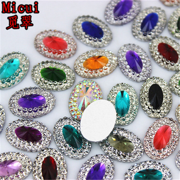 100pcs 10*14mm Oval Resin Rhinestones Crystal Stones Flat back Beads Buttons For Jewelry Clothes Dress Decoration ZZ283