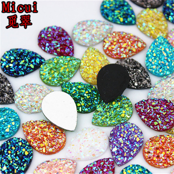 100Pcs 13*18mm AB Color Drop Resin Rhinestones pear shape Flatback Beads Resin Crystal Stones Jewelry crafts Scrapbook ZZ29