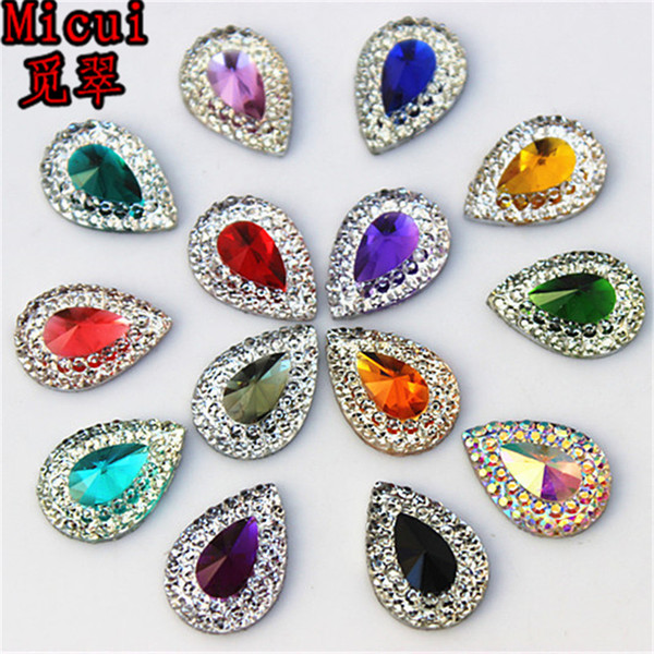 100pcs 10*14mm Drop Resin Rhinestones Crystal Pear Flat back Beads Buttons For Jewelry Clothes Dress Decoration Diy ZZ284