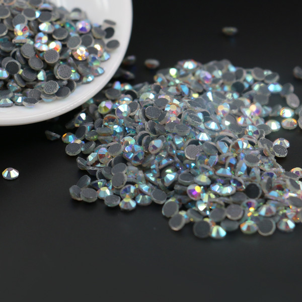 DMC Hotfix Round Rhinestone SS6,SS10,SS16,SS20,SS30 Flat Back Glue on Rhinestone For Garment Makings (Crystal AB)