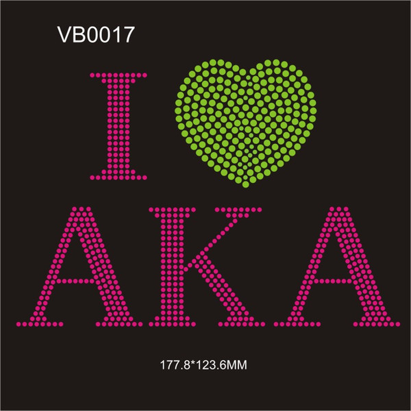 I love AKA perdit,hot pink hot fix iron on garment rhinestone transfer designs 30piece each bag