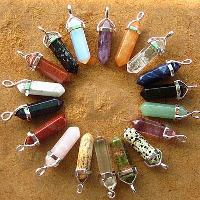 Hexagonal columns pendants wholesale jewelry accessories bullet pendant necklace natural semi-precious stones processing low-15