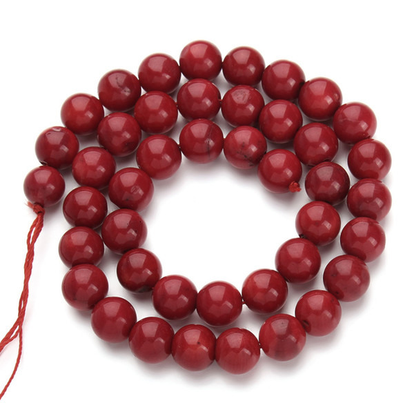 1Strand/lot Round Red Coral Beads Natural Stone Fashion Jewelry Beads for Jewelry Making Diy Bracelet Necklace Loose Beads