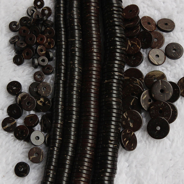 2x6mm 2x8mm 2x10mm 2x12mm Natural Coconut Shell Beads Black Color Original Color Loose Spacer Beads DIY Jewelry Accessories