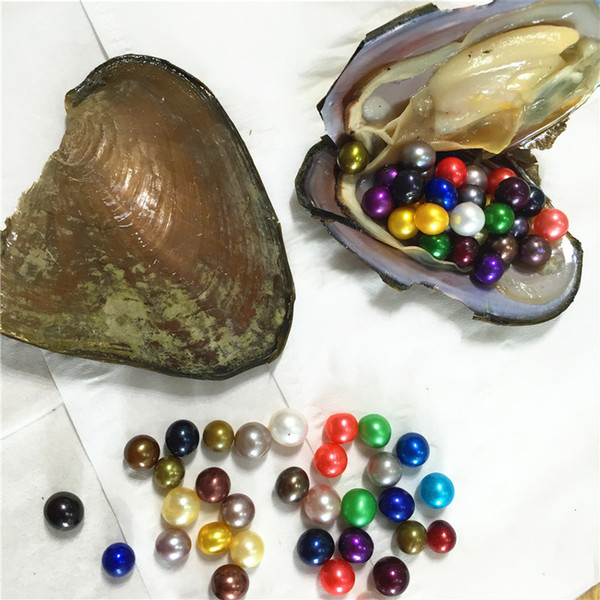 NEW Colorful Dyed 6-8mm Mix Colors 30 Round Pearls In Freshwater Oyster Shell For DIY Making Jewelry Accessories Festival Gift Free Shipping