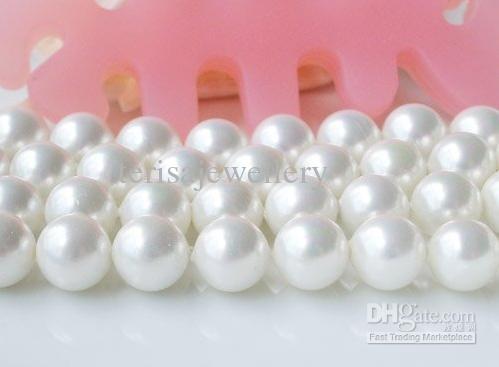 Free Shipping AA12MM White color Round Shaper Mother Of Pearl Loose Bead Strand Shell Jewelry