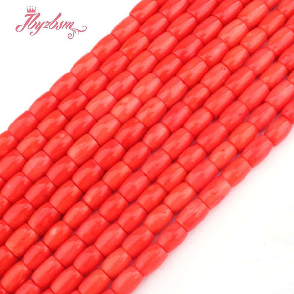 8x10,7x10mm Smooth Column Orange Coral Beads Natural Stone Beads For DIY Necklace Bracelets Jewelry Making 15