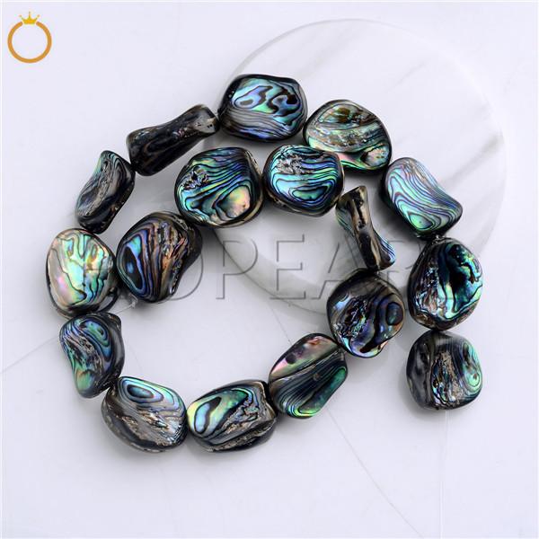 HOPEARL Jewelry Natural Abalone Shell Semi Precious Gemstone Strand DIY Loose Paua Beads Freeform Irregular Shape