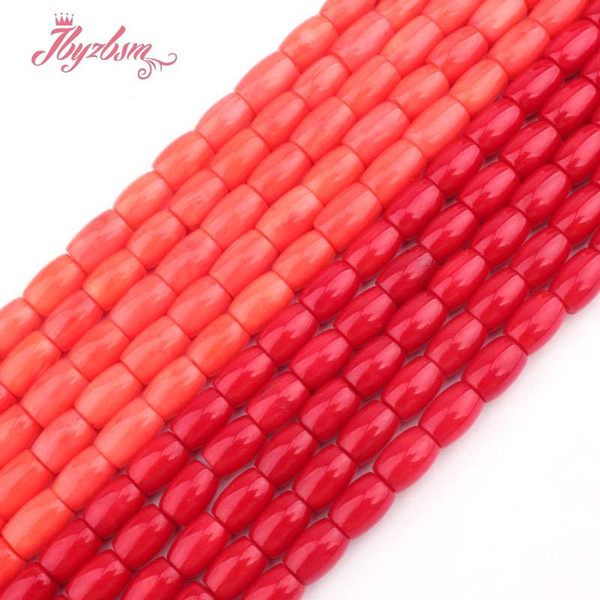 7x10mm Smooth Column Orange Coral Beads Natural Stone Beads For DIY Necklace Bracelets Pandant Jewelry Making 15