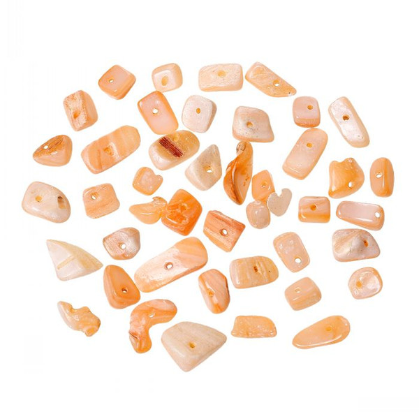 Dorabeads Shell Spacer Macadam Beads Irregular Pink Orange About 16mm x 11mm-6mm x 6mm,Hole:Approx 1.3mm,100 Grams