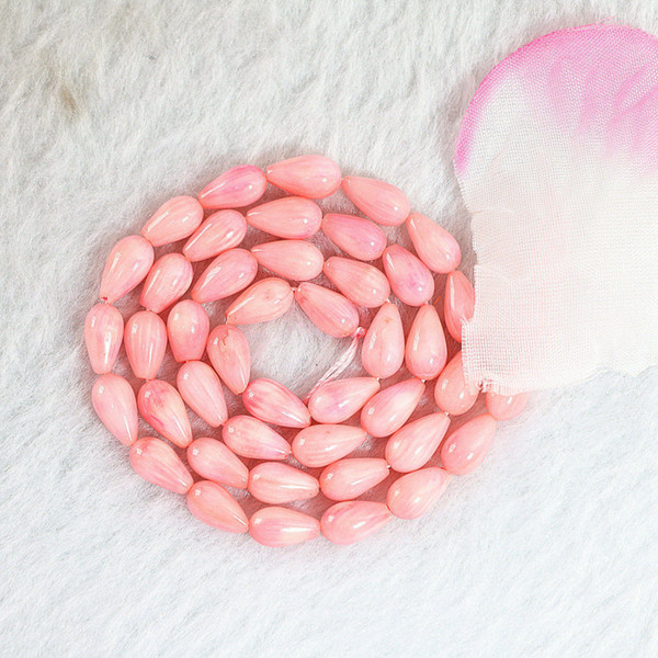 DIY semi-finished products Natural Pink coral 5x9mm water drop round loose beads diy jewelry 15 inch