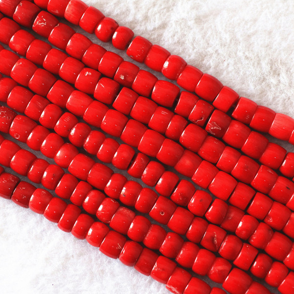 DIY semi-finished products Natural red coral stone 8x11mm 10x15mm column tube shape hot sale fashion loose beads 15inch