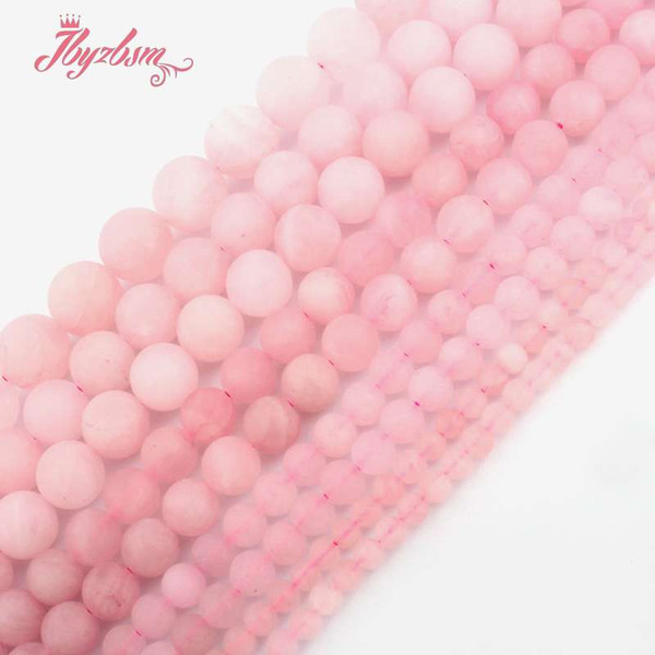 4,6,8,10,12mm Natural Round Frost Matte Rose Crystal Stone Beads 15