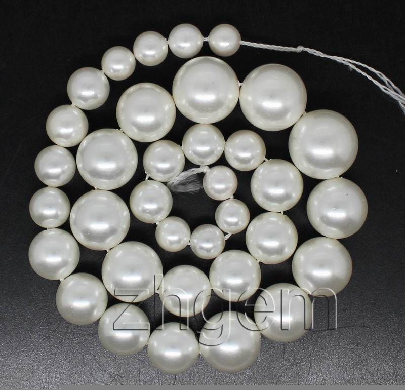 Jewelry 8-16mm white mop mother of pearl shell round loose beads 16''