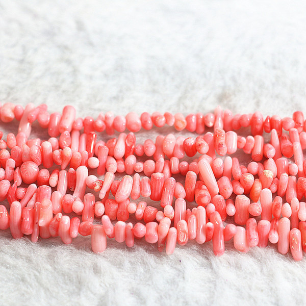 DIY semi-finished products excellent quality 5 strands Natural red coral branch 3x8mm fashion diyjewelry loose beads 15inch