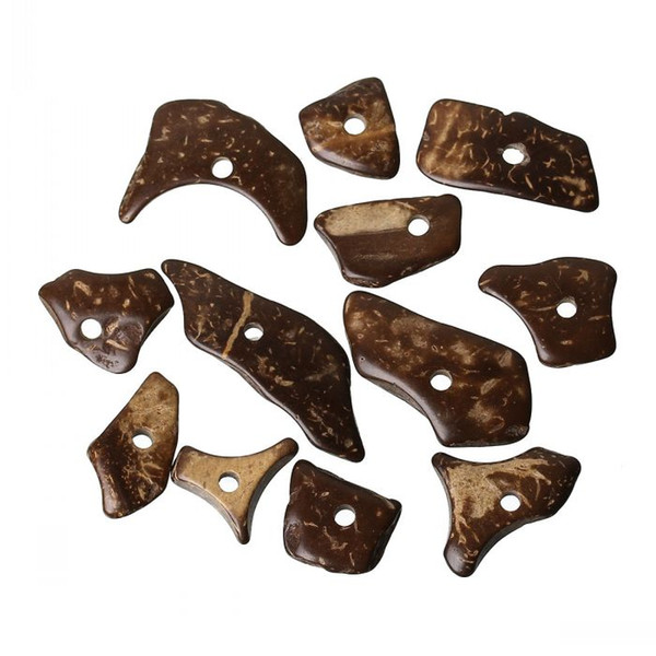 Dorabeads Coconut Shell Spacer Beads Irregular Natural About 4cm x 1.4cm-15mm x 13mm,Hole:Approx 3.0mm,100 Grams