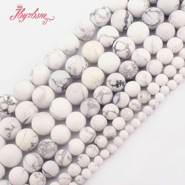 4,6,8,10,12mm Frost Matte Round White Howlite Natural Stone Beads For DIY Necklace Bracelets Jewelry Making 15